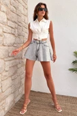 Kadın Regular Denim Mini Şort - 4