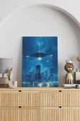 SELMIRA Şehire Ufo İntikali Kanvas Tablo - 1