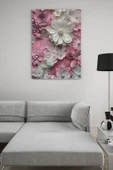 SELMIRA Beyaz ve Pembe Çiçekler Kanvas Tablo - 1