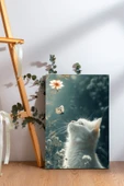 SELMIRA Kelebek ve Kedi Kanvas Tablo - 1