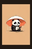 SELMIRA Şemsiyeli Panda Kanvas Tablo - 2
