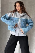 Relaxed Fit Yarı Denim Kapüşonlu Hırka - 3