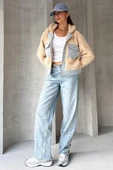 Suni Yünlü Denim Detaylı Ceket - 2
