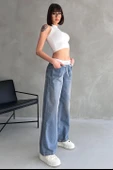 Yüksek Bel Bağcık Bel Detay Jean - 10