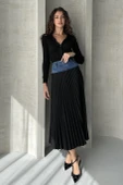 Denim Detay Pileli Etek - 2