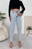 Kadın Yüksek Bel Taşlı Jean Pantolon - 3