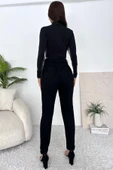 Kadın Yüksek Bel Dar Paça Taşlı Jean Pantolon - 5