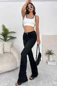 Kadın Likralı Geniş Paça Jean Pantolon - 4