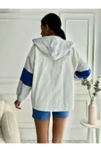 Kadın Oversize Çıkarılabilir Kapüşonlu Denim Bej Ceket - 2