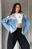 Relaxed Fit Yarı Denim Kapüşonlu Hırka - 1