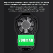 Coofbe Kablosuz 700Mah Şarjlı 6000RPM 3 Hız Kademeli Dönüş Telefon Soğutucu Fan Soğutma Fanı Radyatör Soğutucu - 3