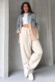 Yarı Eskitme Denim Detaylı Gömlek - 12