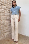 Kadın Likralı Geniş Paça Jean Pantolon - 3