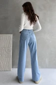 Yüksek Bel Geniş Paça Dikişsiz Paça Wide Leg Jean - 1419 - 5