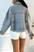 Kadın Oversize Denim Mavi Ceket - 12