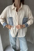 Denim Detaylı Garnili Gömlek - 1