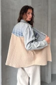 Yarı Eskitme Denim Detaylı Gömlek - 9