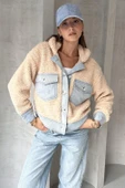 Suni Yünlü Denim Detaylı Ceket - 4