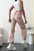 Kadın Bel ve Paça Lastikli Paraşüt Yüksek Bel Jogger Pantolon - 12