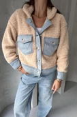 Suni Yünlü Denim Detaylı Ceket - 5