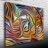 Soyut , Turuncu ve Mavi Tonlar Face Kanvas Tablo 50 x 70 - 3