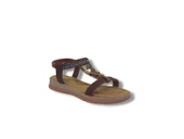 İzlife 383K266 Kadın Kahve Lastikli Taşlı Tokalı Sandalet Ayakkabı thumbnail 2