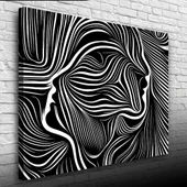 Soyut İnsan Portresi Siyah Beyaz Kanvas Tablo 50 x 70 - 3