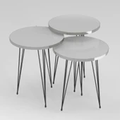 Zigon Sehpa Siyah Tel Ayak Gümüş Beyaz 1215 - 2