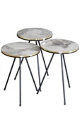Zigon Sehpa Ve Orta Sehpa Kr Set Siyah Metal Ayak Çift Altın Efes - 3