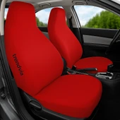 Oto Koltuk Kılıfı Takımı Kırmızı Penye Kumaş Ön ve Arka Servis Tipi Koltuk Koruma Seti - 1