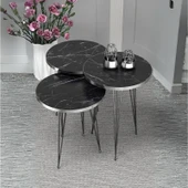 Zigon Sehpa Siyah Tel Ayak Gümüş Bendir 1089 thumbnail 1