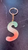 Rengarenk S Harf Şekilli Gold Aksesuarlı Anahtarlık Epoksi El Yapımı Hediyelik - 2