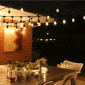5 Metre 10 Duylu Eklenebilir Sıralı Bahçe, Kafe, Teras, Balkon Armatürü IP64 İç Dış Mekan (Ampulsüz) - 1