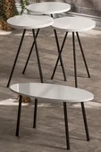 Zigon Sehpa Ve Orta Sehpa Set Metal Elips Beyaz - 1