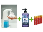 SENSÖRLÜ FOTOSELLİ SIVI SABUNLUK,PİLLER DAHİL 21X5X10CM VE BİR ADET 500 ML SIVI SABUN LAVANTA KOKULU - 1
