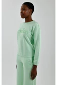 Kadın Önü Logo Baskılı Bisiklet Yaka Sweatshirt - 8