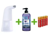 SENSÖRLÜ FOTOSELLİ SIVI SABUNLUK,PİLLER DAHİL 21X5X10CM VE BİR ADET 500 ML SIVI SABUN LAVANTA KOKULU - 3