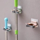 3 Adet Askılı Yapışkanlı Sap Tutucu Banyo Düzenleyici Askı  Mop Paspas Fırça Sapı Tutucu - 2