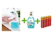 SENSÖRLÜ FOTOSELLİ SIVI SABUNLUK,PİLLER DAHİL 21X10X5CM VE BİR ADET 392 ML SIVI SABUN AQUA VE DENİZ ESİNTİSİ - 1
