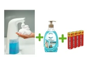 SENSÖRLÜ FOTOSELLİ SIVI SABUNLUK,PİLLER DAHİL 21X5X10CM VE BİR ADET 392 ML SIVI SABUN AQUA VE DENİZ ESİNTİSİ - 1