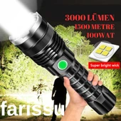 Gold Orion OR-A72 Alüminyum Alaşımlı El Feneri – 100W Güç, 3000 Lümen, 1500 Metre Menzil metal fener hediye - 1