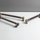 Grip Desenli Antik Sarı Metal Kulp 192 mm Mobilya Çekmece Mutfak Dolabı Dolap Modern Kapak Kulpları thumbnail 8