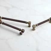 Grip Desenli Antik Sarı Metal Kulp 192 mm Mobilya Çekmece Mutfak Dolabı Dolap Modern Kapak Kulpları thumbnail 6