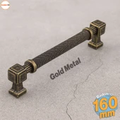 Grip Desenli Antik Sarı Metal Kulp 160 mm Mobilya Çekmece Mutfak Dolabı Dolap Modern Kapak Kulpları thumbnail 1