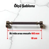 Grip Desenli Antik Sarı Metal Kulp 160 mm Mobilya Çekmece Mutfak Dolabı Dolap Modern Kapak Kulpları thumbnail 3