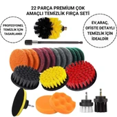 Polham Premium 22 Parça Profesyonel Ev, Ofis, Araç Detaylı Temizlik Seti, Matkap Uçlu Ultra Sağlam Set - 1