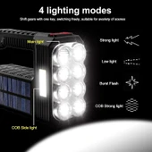 El Feneri Çok Fonksiyonlu 8 Gözlü Şarjlı Solar Usb Güneş Enerjili Şarj Edilebilir Süper Parlak Fenr - 5
