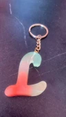 Rengarenk L Harf Şekilli Gold Aksesuarlı Anahtarlık Epoksi El Yapımı Hediyelik - 8