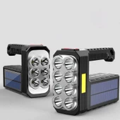 El Feneri Çok Fonksiyonlu 8 Gözlü Şarjlı Solar Usb Güneş Enerjili Şarj Edilebilir Süper Parlak Fenr - 3