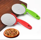 2 adet Plastik Saplı Pizza Kesici Paslanmaz Çelik Yuvarlak Rulo Pizza Dilimleyici Hamur Kesici Rulet - 1